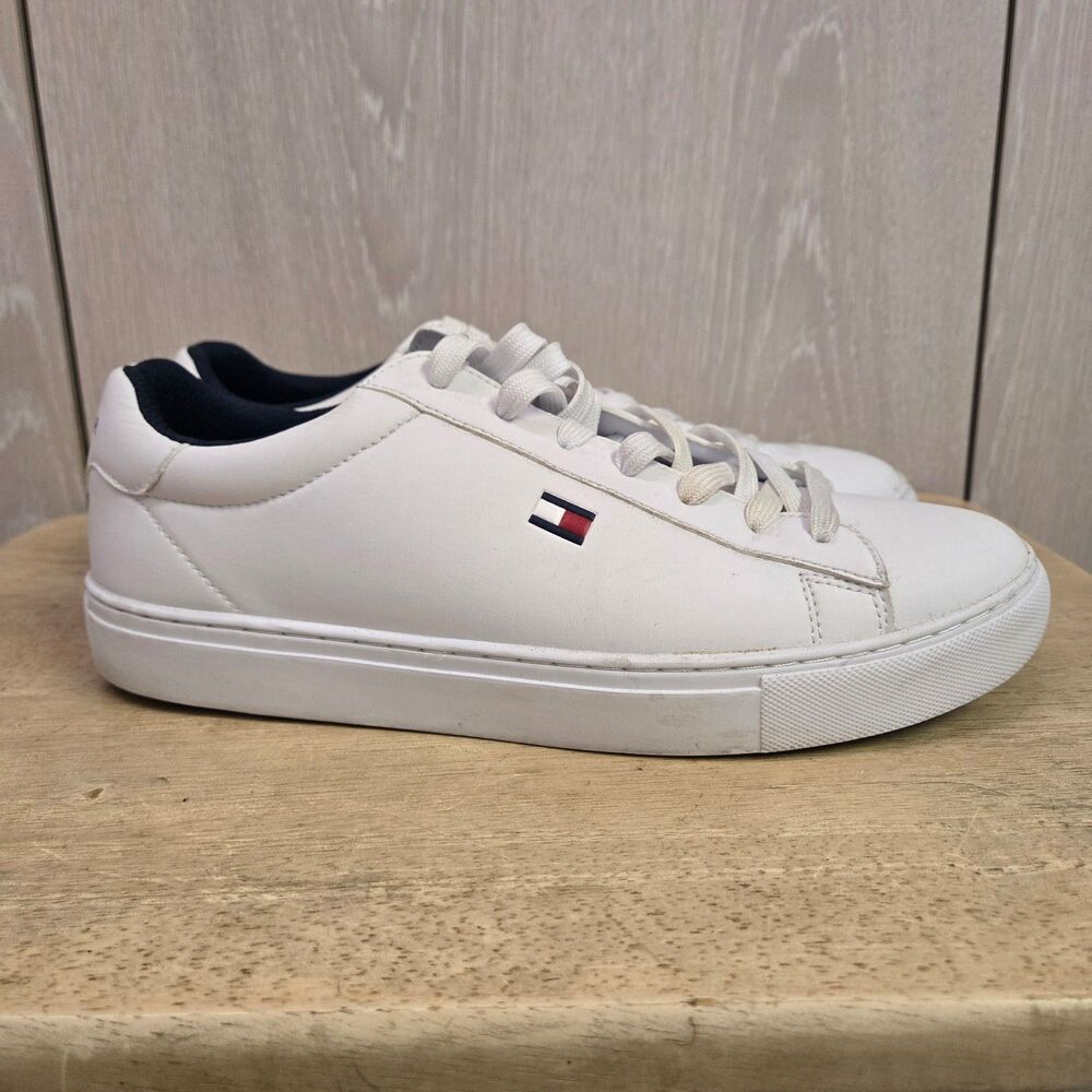 Tommy Hilfiger Men's Leather Brecon Sneakers Shoes White Size US9.5M